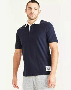 Homme Dockers Polo Manches Courtes Sport Rugby bleu foncé