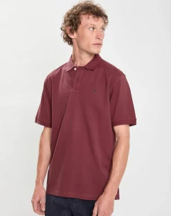 Outlet Hackett London Polo manches courtes uni piqué rouge grenade