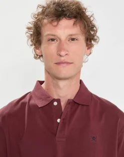 Outlet Hackett London Polo manches courtes uni piqué rouge grenade