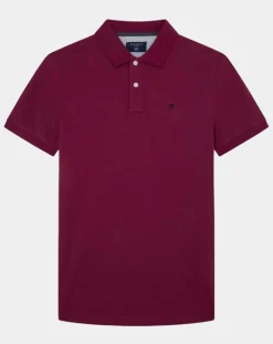 Outlet Hackett London Polo manches courtes uni piqué rouge grenade