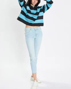 Femme Marc O'Polo Polo rayures rugby bleu/noir