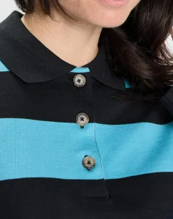 Femme Marc O'Polo Polo rayures rugby bleu/noir