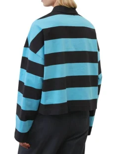 Femme Marc O'Polo Polo rayures rugby bleu/noir