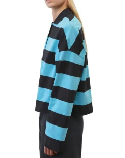 Femme Marc O'Polo Polo rayures rugby bleu/noir