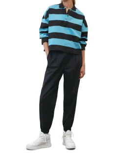 Femme Marc O'Polo Polo rayures rugby bleu/noir