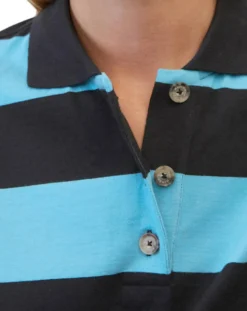 Femme Marc O'Polo Polo rayures rugby bleu/noir