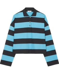 Femme Marc O'Polo Polo rayures rugby bleu/noir