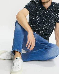 Homme Scotch & Soda Polo Regular Fit 100% Coton Bio imprimé bleu marine