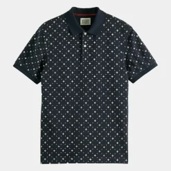 Homme Scotch & Soda Polo Regular Fit 100% Coton Bio imprimé bleu marine