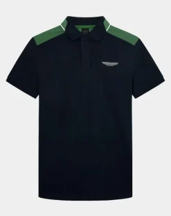 Outlet Hackett London Polo Regular Fit Aston Martin Racing Colorblok bleu foncé/vert