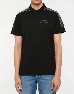 Homme Hackett London Polo Regular Fit Galon Aston Martin Racing noir