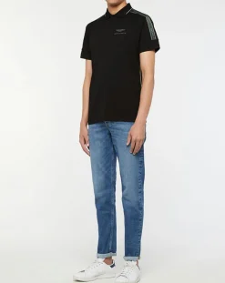 Homme Hackett London Polo Regular Fit Galon Aston Martin Racing noir
