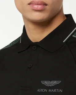 Homme Hackett London Polo Regular Fit Galon Aston Martin Racing noir