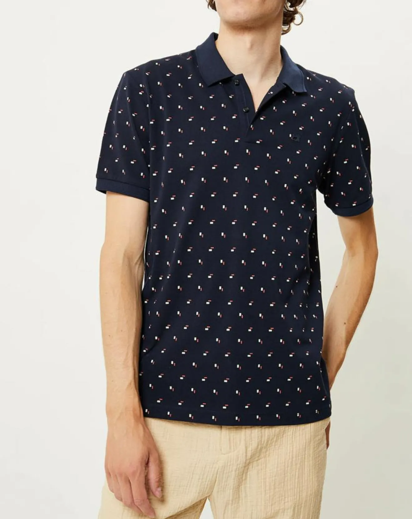 Homme Scotch & Soda Polo Regular Fit imprimé Square bleu marine