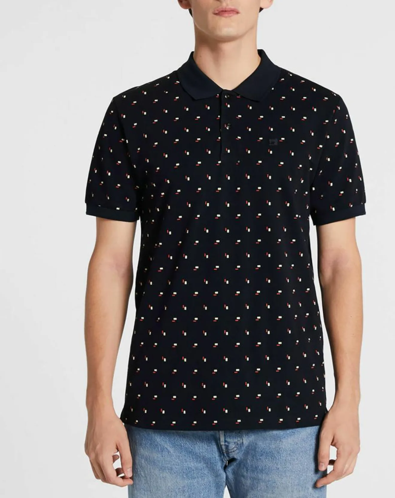 Homme Scotch & Soda Polo Regular Fit imprimé Square bleu marine