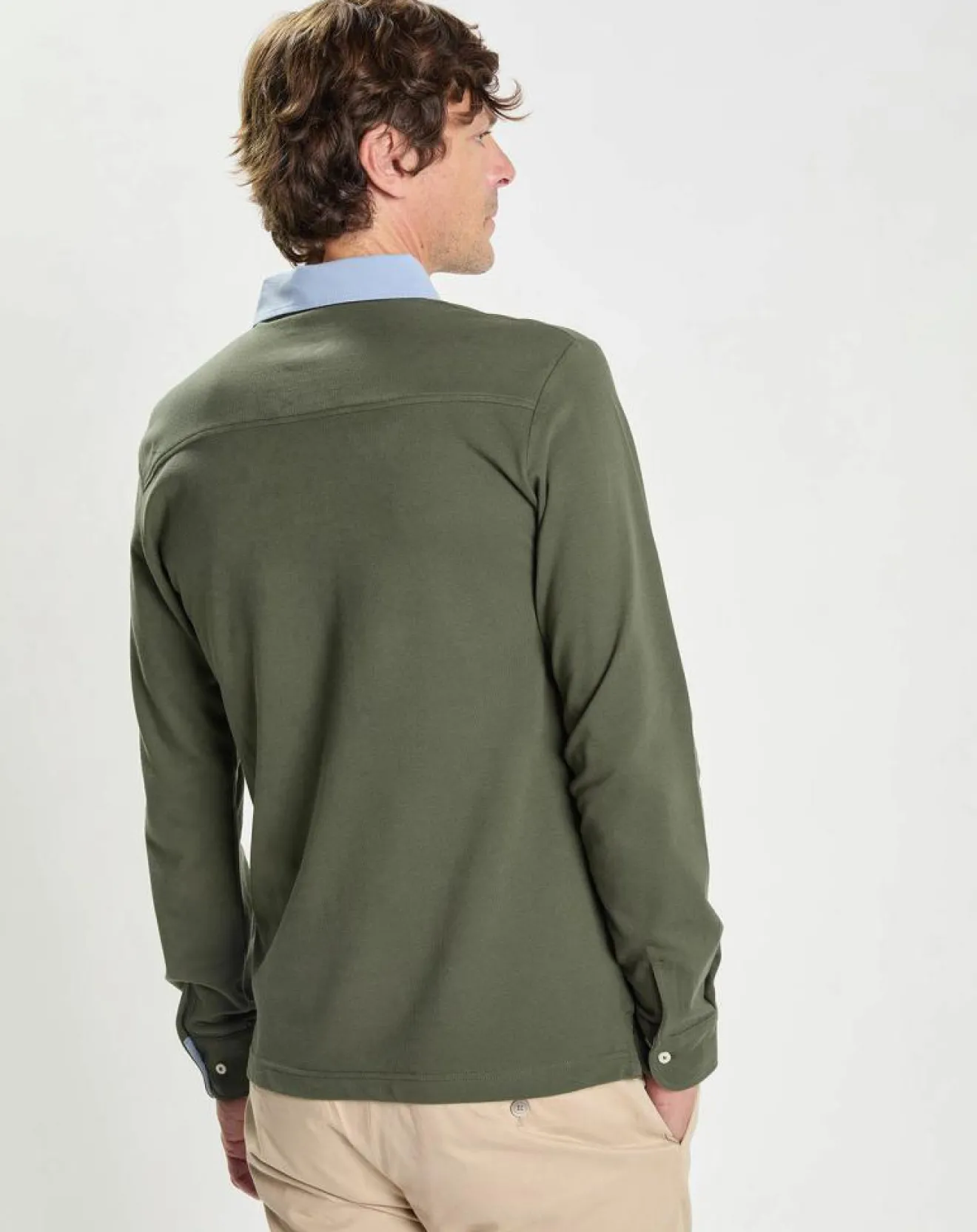 Homme Hackett London Polo Regular Fit manches longues kaki