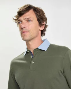 Homme Hackett London Polo Regular Fit manches longues kaki