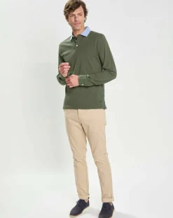 Homme Hackett London Polo Regular Fit manches longues kaki