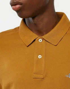 Gant Polo Regular Fit manches longues uni piqué marron moyen