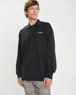 Homme Hackett London Polo Regular Fit manches longues Aston Martin Racing noir