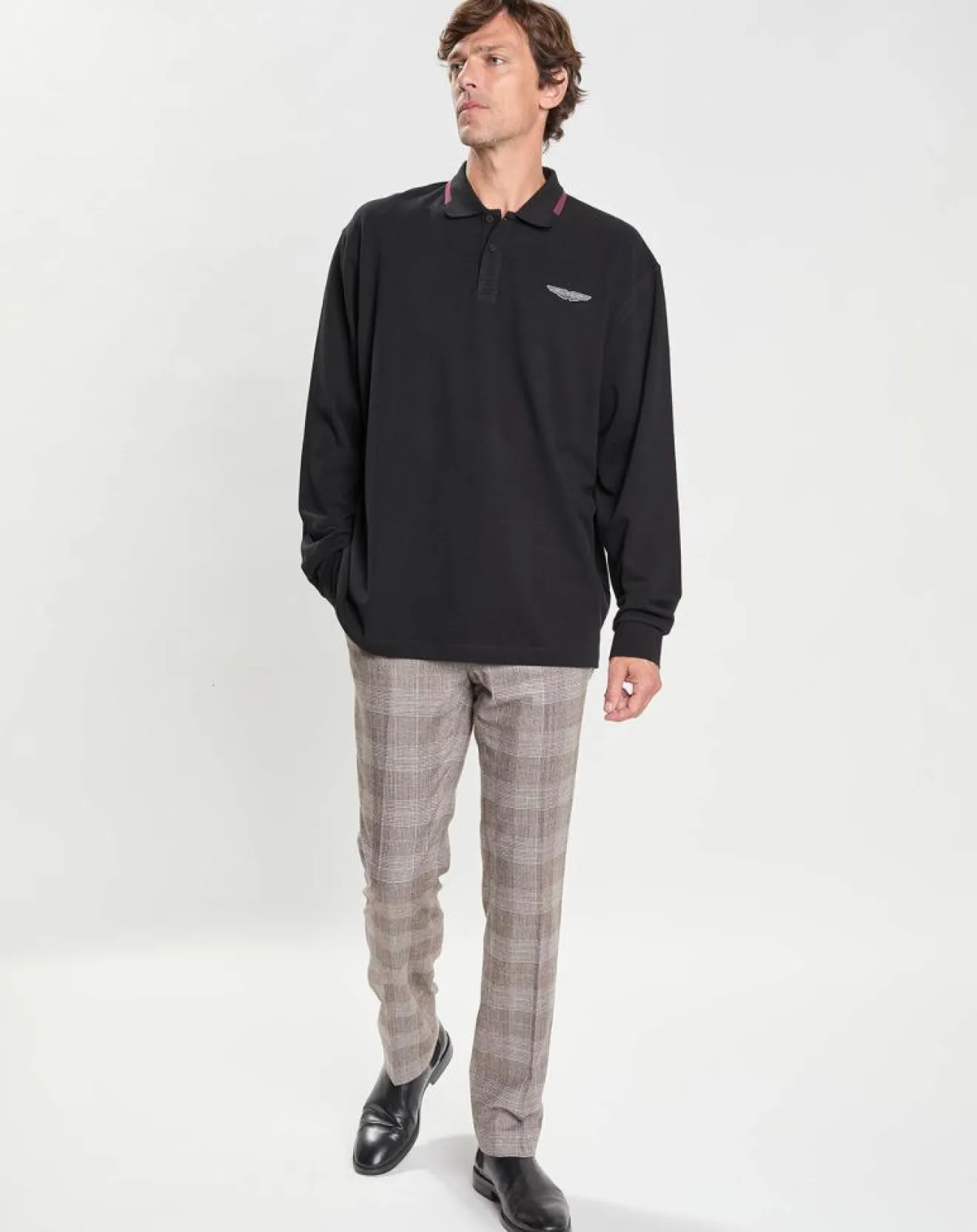 Homme Hackett London Polo Regular Fit manches longues Aston Martin Racing noir
