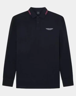 Homme Hackett London Polo Regular Fit manches longues Aston Martin Racing noir