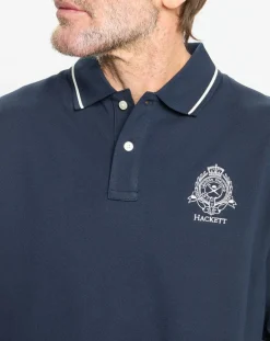 Outlet Hackett London Polo Regular Fit piqué Blason bleu
