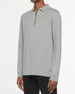 Homme Hackett London Polo Regular Fit zippé gris moyen