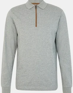 Homme Hackett London Polo Regular Fit zippé gris moyen