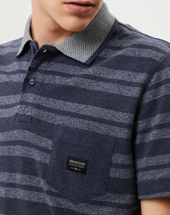 Discount Quiksilver Polo Remember When rayures bleu foncé/bleu gris