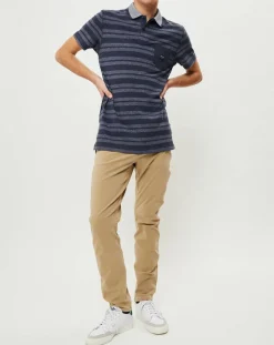 Discount Quiksilver Polo Remember When rayures bleu foncé/bleu gris