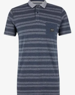 Discount Quiksilver Polo Remember When rayures bleu foncé/bleu gris