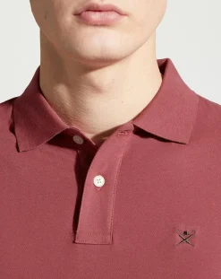 Homme Hackett London Polo Slim Fit manches courtes uni piqué rouge