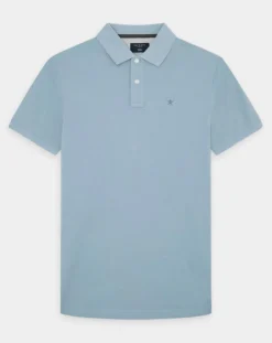 New Hackett London Polo Slim Fit uni Piqué bleu ciel