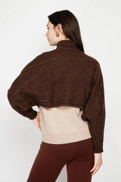 Femme C&Jo Poncho court col roulé café