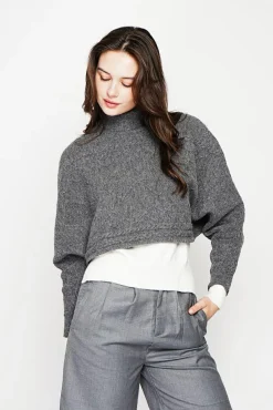 Outlet C&Jo Poncho court col roulé loup