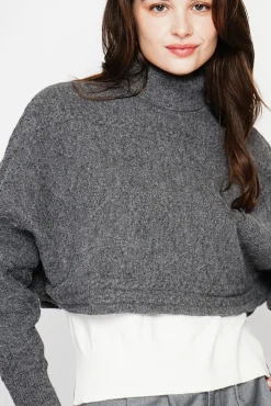 Outlet C&Jo Poncho court col roulé loup