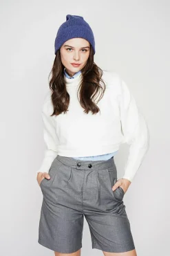 Sale C&Jo Poncho court col roulé naturel