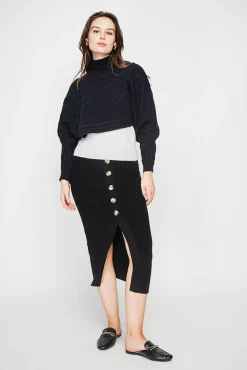 Femme C&Jo Poncho court col roulé noir