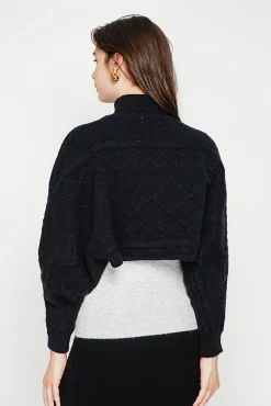 Femme C&Jo Poncho court col roulé noir