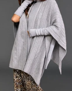 Femme Lauren Vidal Poncho en Laine & Cachemire Roca gris