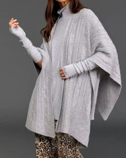 Femme Lauren Vidal Poncho en Laine & Cachemire Roca gris