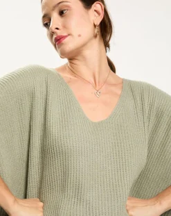 Femme Lauren Vidal Poncho en Laine & Cachemire mélangés Naos amande