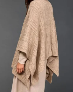 Clearance Lauren Vidal Poncho en Laine & Cachemire Roca sable