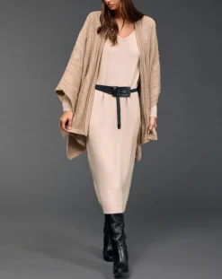 Clearance Lauren Vidal Poncho en Laine & Cachemire Roca sable