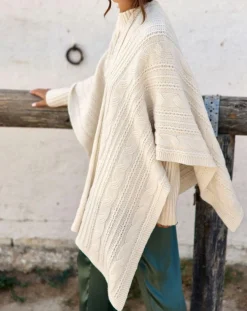 Clearance Lauren Vidal Poncho en Laine & Cachemire Roca crème