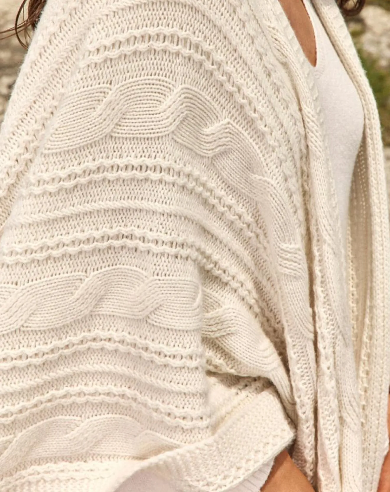 Clearance Lauren Vidal Poncho en Laine & Cachemire Roca crème