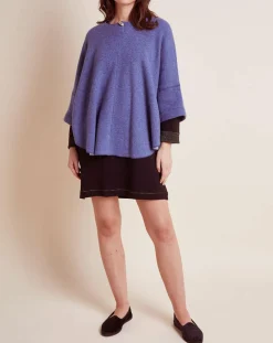 New Le Chat Poncho en Laine mélangée Etoffe bleu chiné/gris