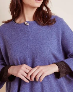 New Le Chat Poncho en Laine mélangée Etoffe bleu chiné/gris