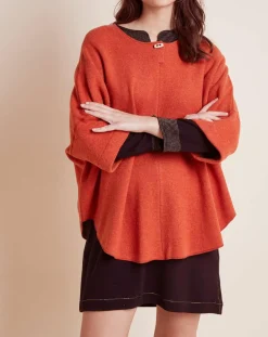 Femme Le Chat Poncho en Laine mélangée Etoffe cannelle/gris